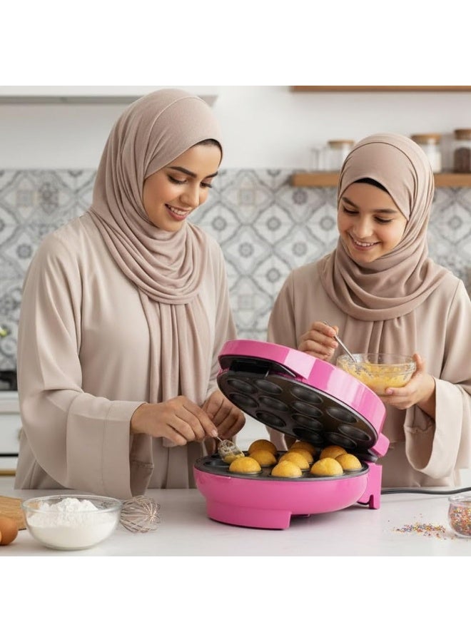 Saachi 12-Piece Cake Pop Maker NL-CP-1539 | Non-Stick Coated Plate | Automatic Temperature Control | Compact & Easy Storage | Make Cake Pops, Donuts, Muffins, Snacks – Pink - Image 3