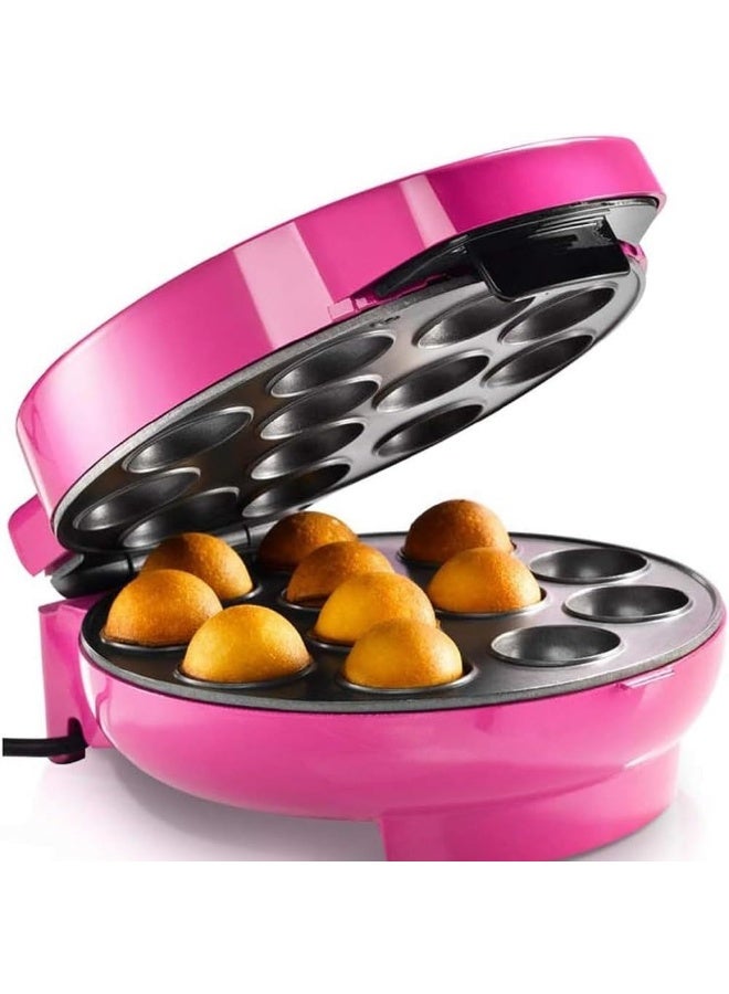 Saachi 12-Piece Cake Pop Maker NL-CP-1539 | Non-Stick Coated Plate | Automatic Temperature Control | Compact & Easy Storage | Make Cake Pops, Donuts, Muffins, Snacks – Pink - Image 1