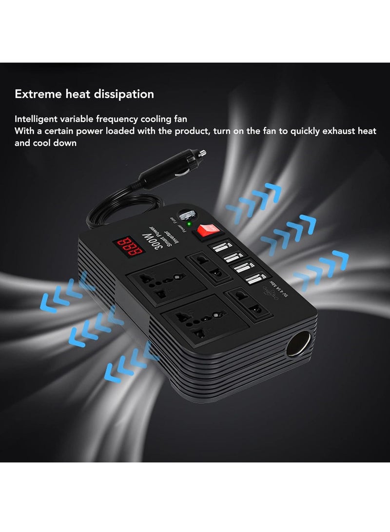 TIGER Car Power Converter 12V 300W ABS Inverter – Portable Car Inverter for Phone Charging, Laptop, and Small Appliances, Compact, High-Efficiency DC to AC Converter - Image 3