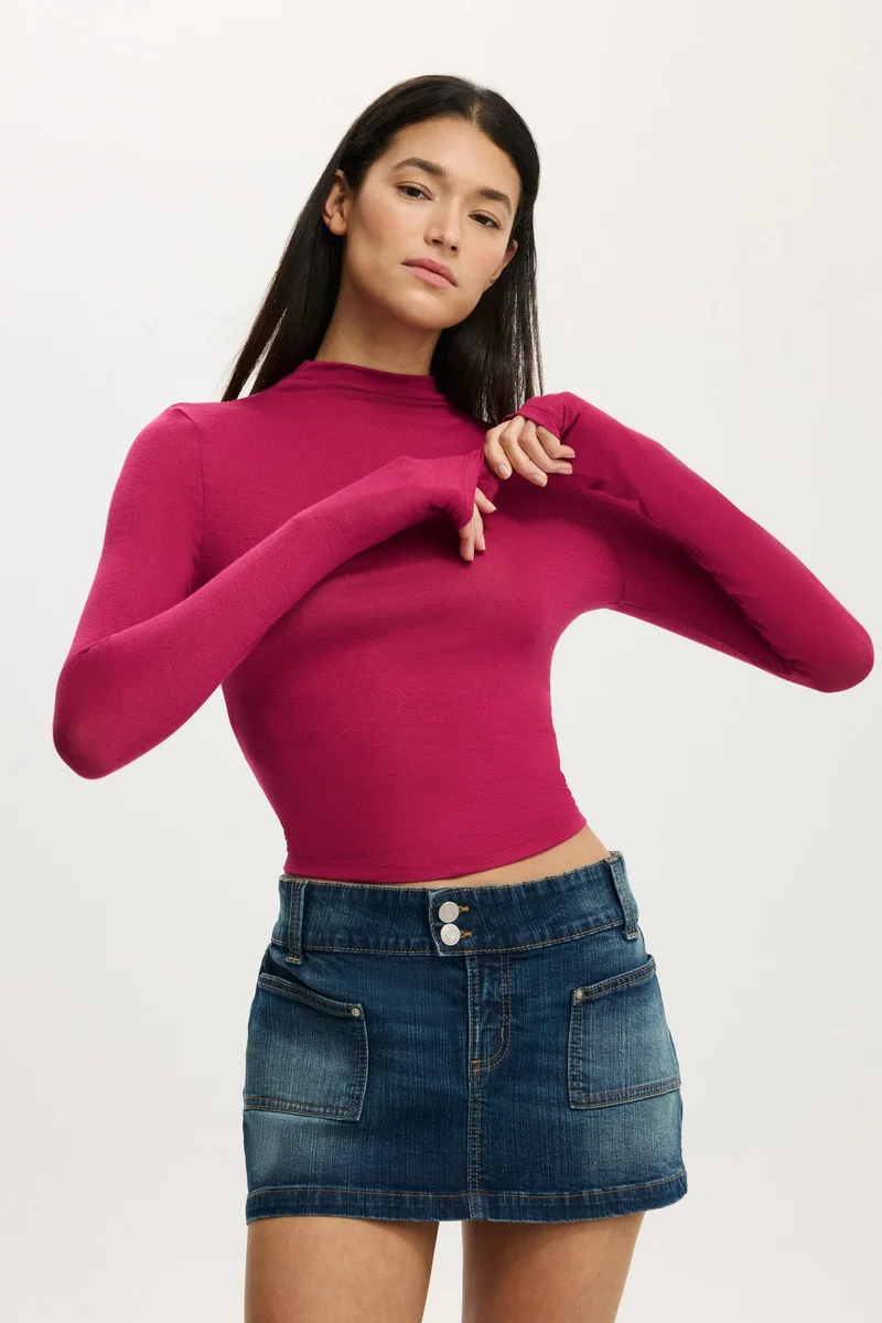 Base Layer Mock Neck Long Sleeve Top