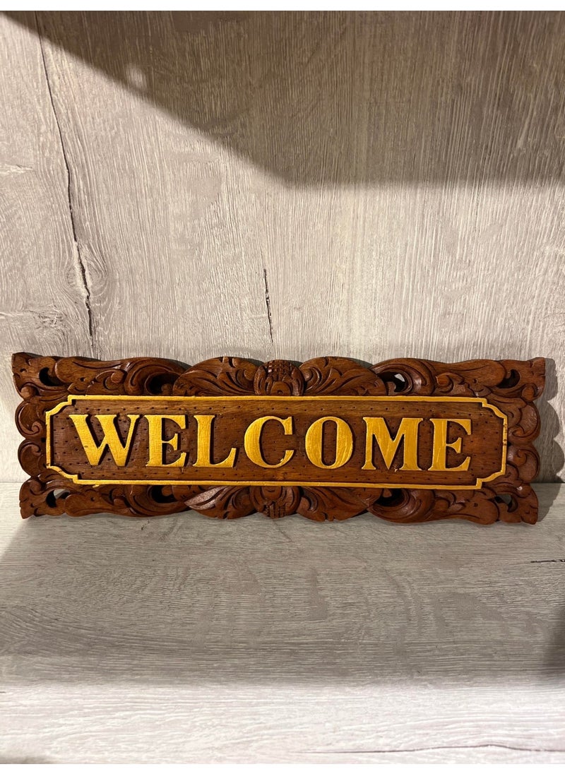 Miamantra Wooden Welcome Wall Writing - 35 cm  - Image 1
