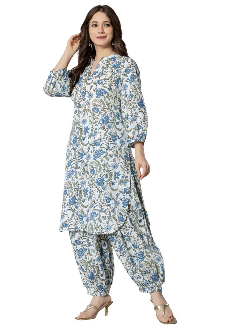 rytras Women's Pure Cotton Printed Straight Kurta Set with Palazzo Pants - Ethnic Wear, Blue(RYT592-N,3XL) - Image 5
