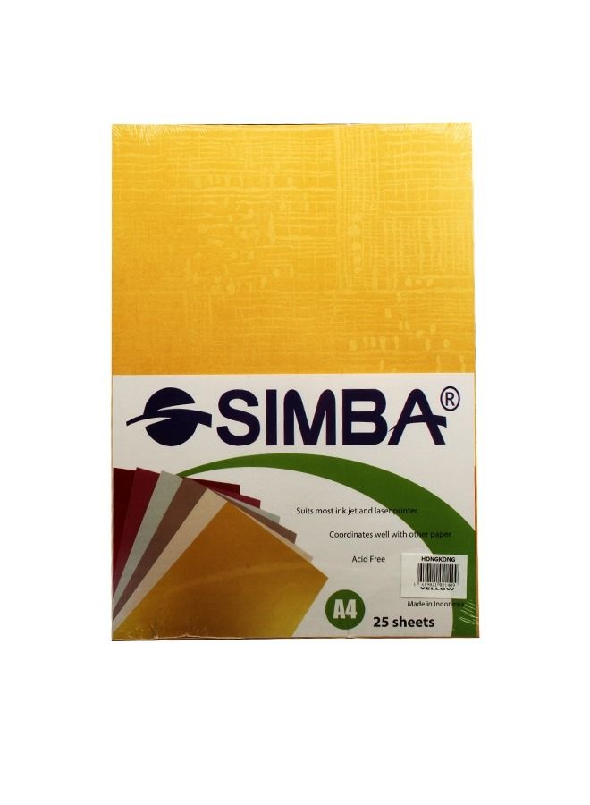 Simba Copy Paper Colors 210 gm 25 Sheets Yellow Striped A4