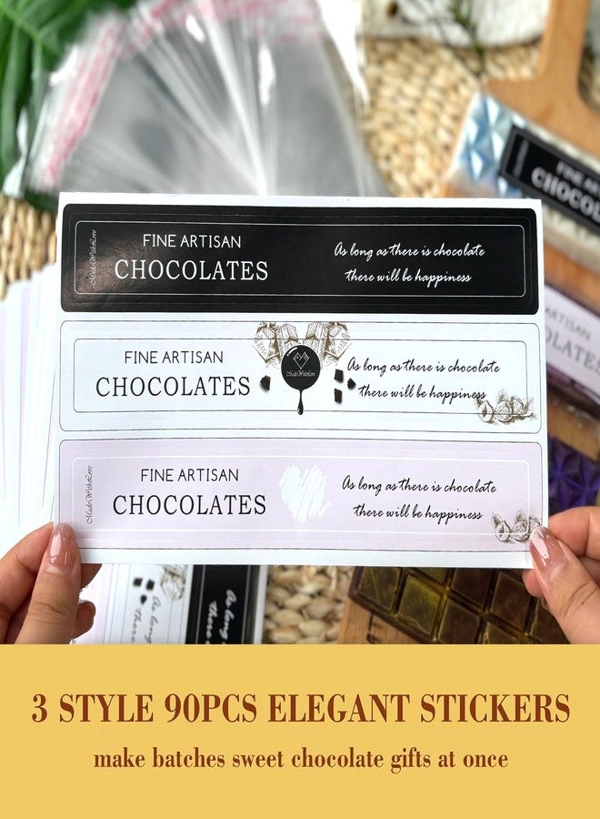 HKNMTT 190PCS Chocolate Bar Packaging Wrappers Set - 100 Large Cellophane Clear Self Adhesive Bags 5.1"x9.8" & 90 Stickers. Designed for Dubai Chocolate Bars & DIY Sweets Candy Bar - Image 3