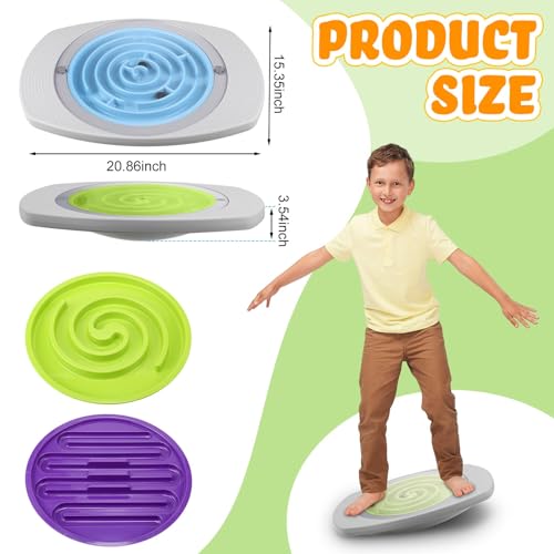 PullCrease Balance Board with Maze for Kids 20 Inch Labyrinth Wobble Board with 2 Balls 3 Replacement Labyrinth Disks Plastic Rocking Seesaw Sensory Training for Boys Girls Indoor Outdoor - Image 3