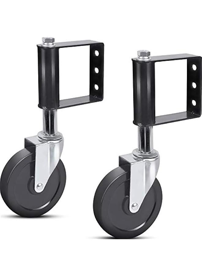 Arabest Spring Loaded Gate Caster, Heavy Duty Ageing Resistance Rubber Gate Caster with Universal Mount Plate, 100 KG Capacity, 4 Inches, 2 Pack, Black  - Image 1