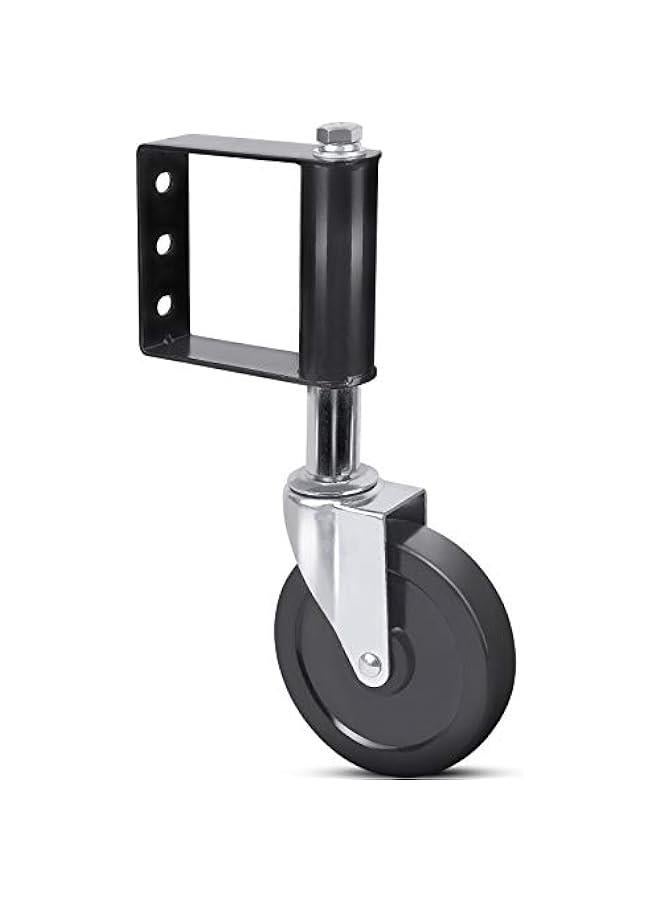 Arabest Spring Loaded Gate Caster, Heavy Duty Ageing Resistance Rubber Gate Caster with Universal Mount Plate, 100 KG Capacity, 4 Inches, 2 Pack, Black  - Image 2