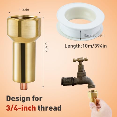 Fantang 2PCS Outdoor Faucet Freeze Protector, Heavy Duty Brass Garden Faucet Freeze Prevention Valve Winter Frost Proof Faucets Protection Cover for Lawn Yard Farm Spigot with Tape for 3/4 Inch Thread - Image 2