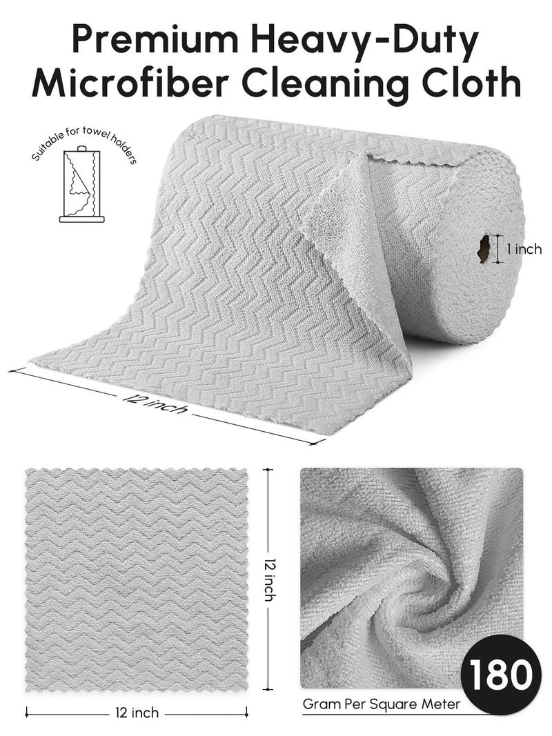 SOOWASH Microfiber Cleaning Cloths Roll, 75 Pack Tear Away Microfiber Towels Roll, 12" x 13" Lint Free Rags, Reusable Cleaning Cloths, Washable, Scratch Free,Ultra Absorbent Dish Rags(Grey Ripple) - Image 3