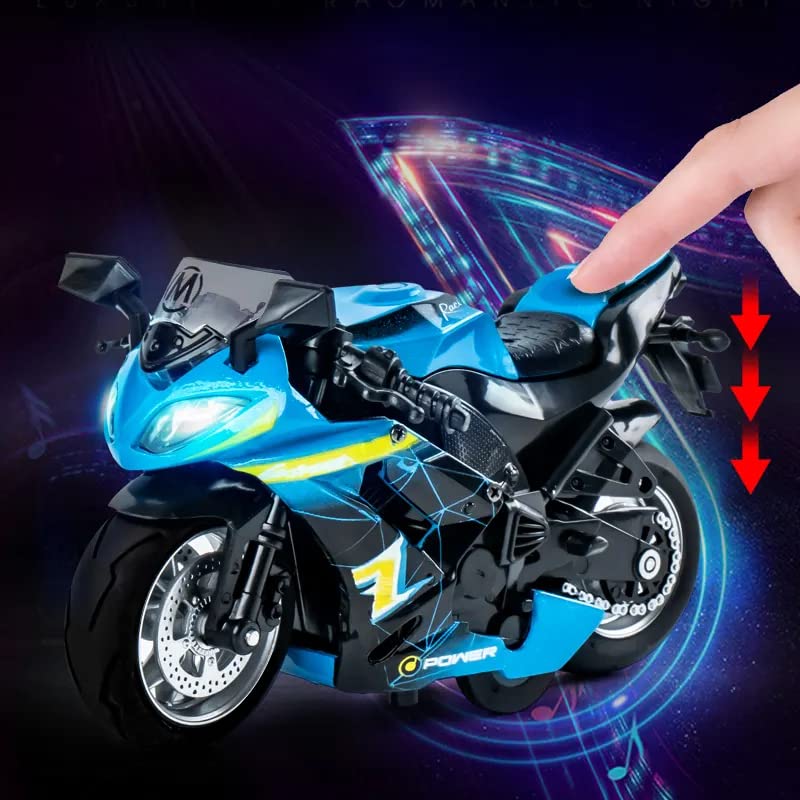 PLUSPOINT Diecast Motorcycle Toy Bike Scale Model,Pull Back Vehicles Alloy Simulation Superbike Metal Bike Models for Dashboard Decoration colletable for Kids,Adult (Panigale-Blue) - Image 2