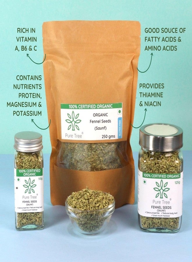 Pure Tree Certified Organic Fennel Seeds | 250 Gm | Saunf, Variyali | Perumjeerakam Whole Spices Sombu Whole | Fennel Seeds Saunf | Organic Saunf Rich Flavour Sombu - Image 4