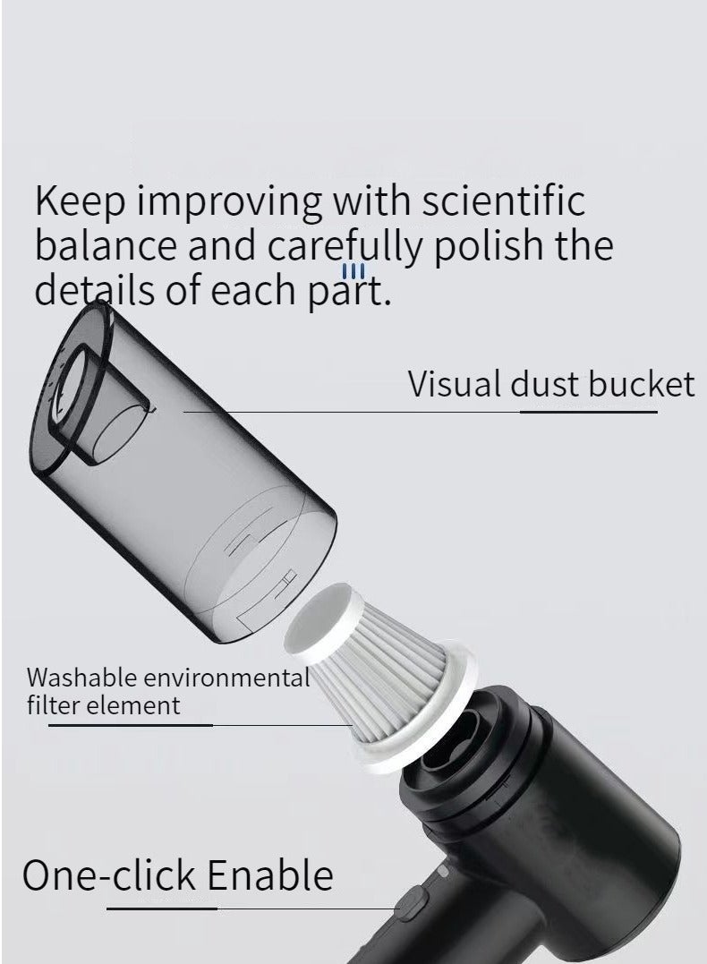 Generic Multi-function wireless car-mounted household universal vacuum cleaner handheld portable vacuum cleaner indoor household car-mounted dual-purpose vacuum cleaner (black) - Image 4