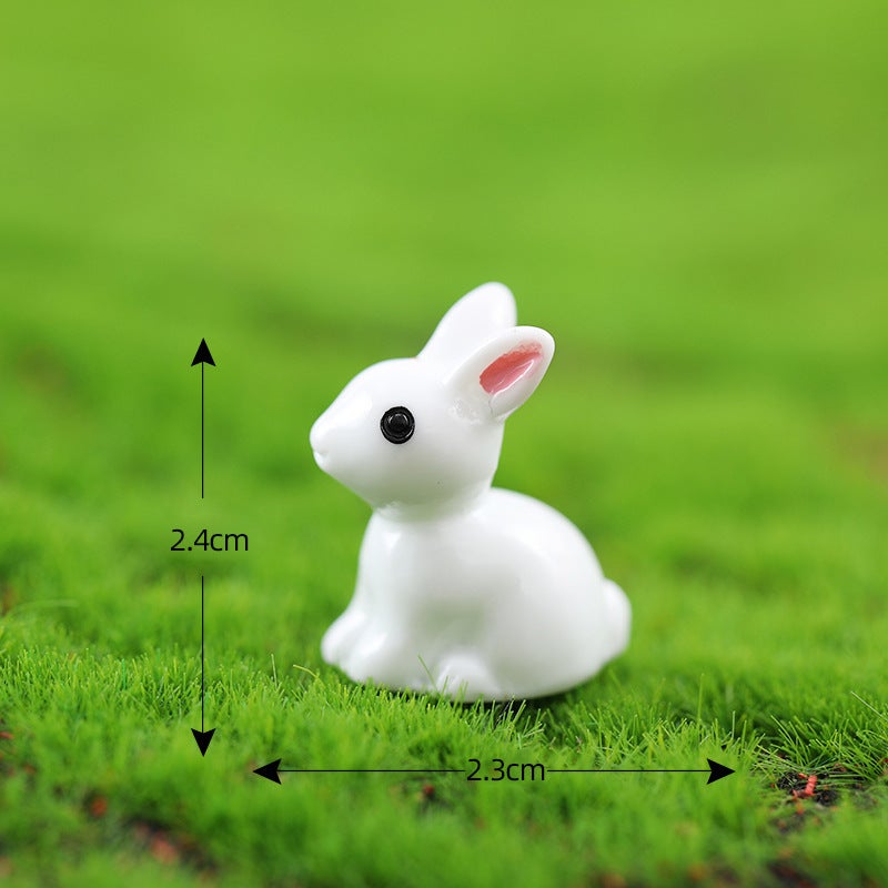 Moss Micro Landscape Ornaments Small Ears White Rabbit Bunny Bunny Resin Crafts Ornaments Accessories - Image 1
