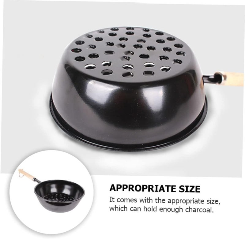 Orlenic Charcoal Starter Pan with Wooden Handle – Coal Burner for Hookah, Shisha, BBQ, Fire Starting – Portable Metal Coal Holder for Outdoor Use, Nargila Accessory for Camping and Picnics – Black - Image 4