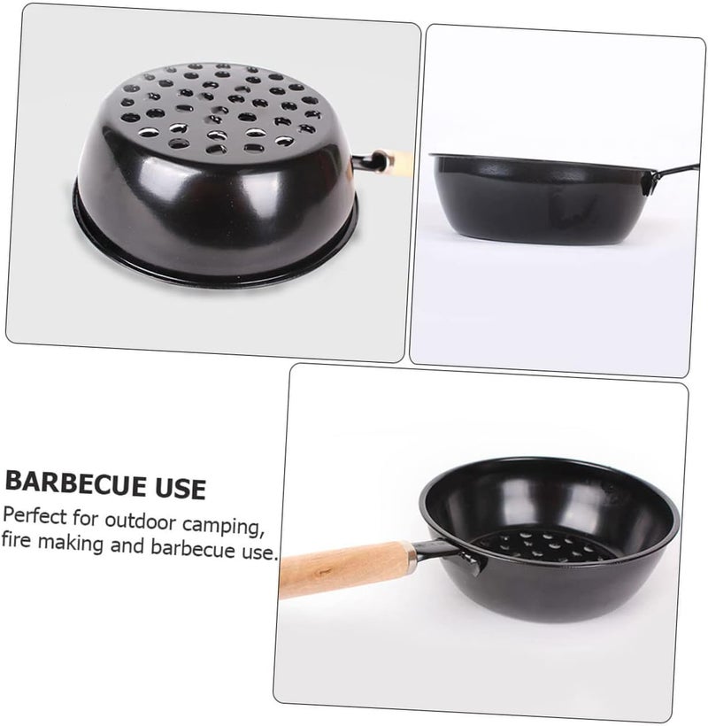 Orlenic Charcoal Starter Pan with Wooden Handle – Coal Burner for Hookah, Shisha, BBQ, Fire Starting – Portable Metal Coal Holder for Outdoor Use, Nargila Accessory for Camping and Picnics – Black - Image 3