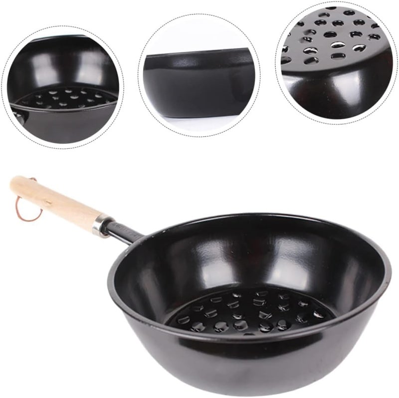Orlenic Charcoal Starter Pan with Wooden Handle – Coal Burner for Hookah, Shisha, BBQ, Fire Starting – Portable Metal Coal Holder for Outdoor Use, Nargila Accessory for Camping and Picnics – Black - Image 2