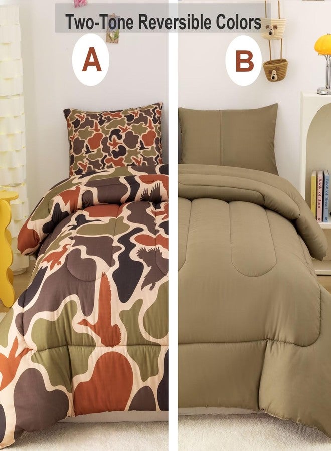 CKOU CCOO Duck Camo Bedding Set Twin Size for Boys Teens Kids, Green Army Camouflage Comforter Set 3Pcs,Duck Hunting Camo Bed Sets, Wild Home Decor Outdoor Camping Gift - Image 2