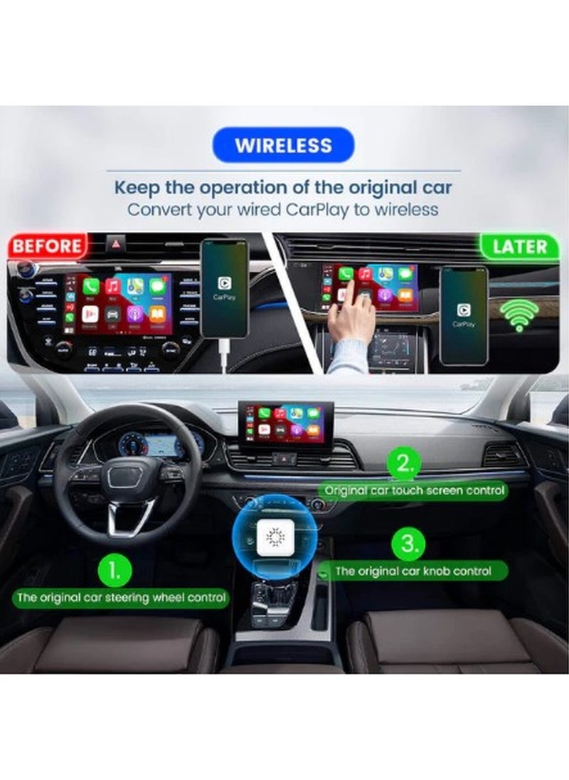 Carlinkit - Mini Wireless CarPlay WiFi And Bluetooth Adapter To Convert The CarPlay System From Wired to Wireless, Works on iPhone, Fast Operation And Automatic Connection - Image 1