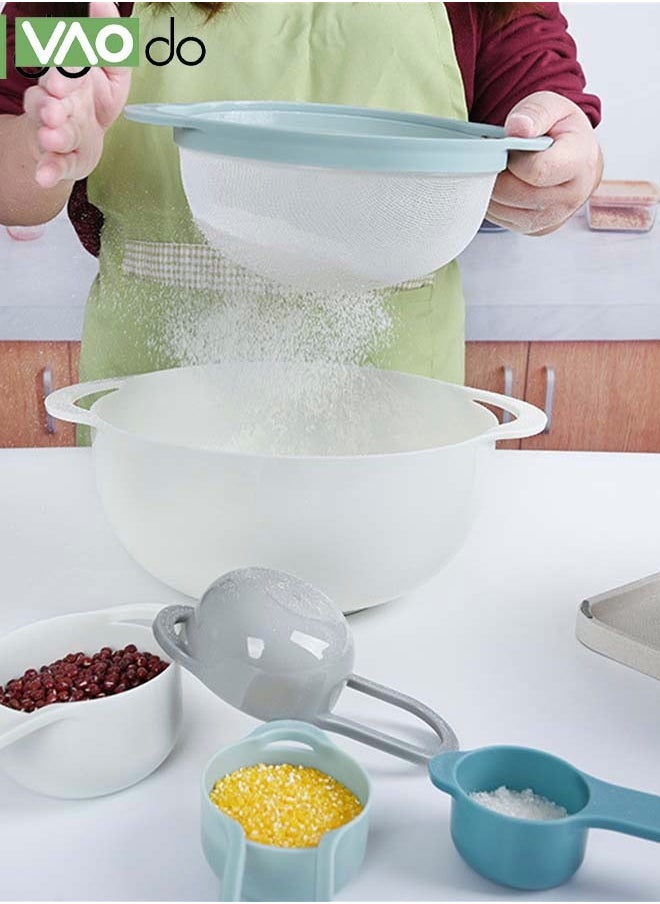 VAOdo 8PCS Nesting Mixing Bowl Set for Baking and Cooking 4 Measuring Cups with Handles 2 Mixing Bowls 1 Colander and 1 Sifter Kitchen Baking Gadgets Colourful  - Image 3