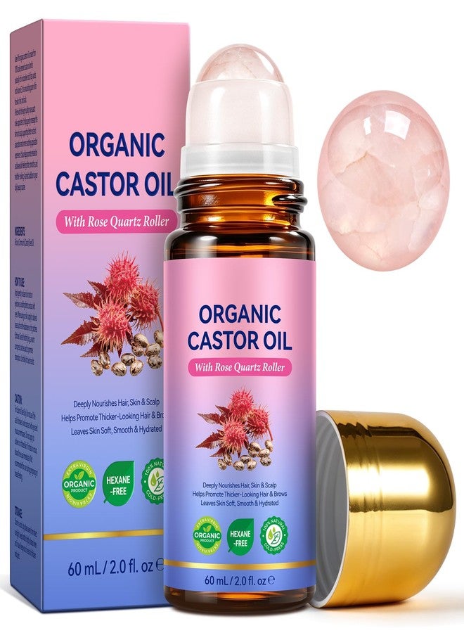 ITSDAWN Castor Oil Rose Quartz Roller Ball for Face and Body - Image 1