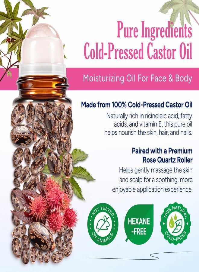 ITSDAWN Castor Oil Rose Quartz Roller Ball for Face and Body - Image 3