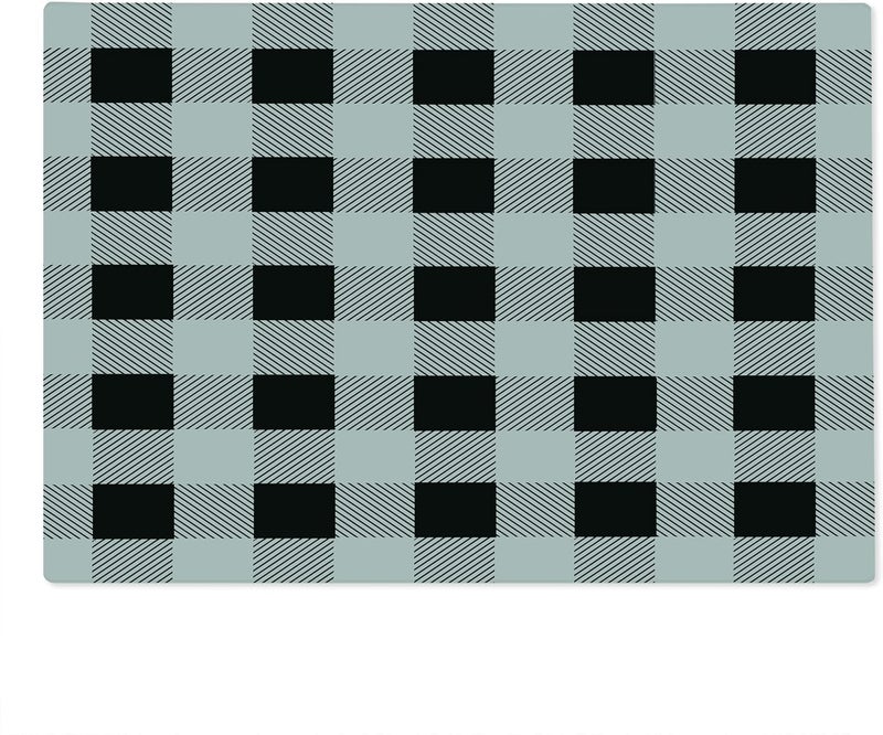 Lunarable Plaid Cutting Board Monochrome Traditional Lumberjack Pattern Repating Checkered Squares Design Decorative Tempered Glass Cutting and Serving Board Large Size Grey Black - Image 2