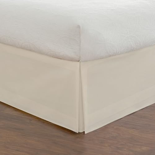 FRESH IDEAS Bedding Tailored Bedskirt, Classic 14” Drop Length, Pleated Styling, Queen, Ivory - Image 1