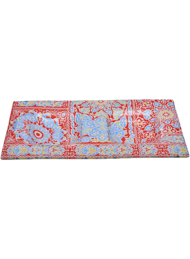 Rosa By Fathy Mahmoud High Quality Glass 2 Compartment Serving Plate, 30 * 16Cm - Yameesh Red - Image 1