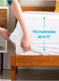 LINENSPA Linenspa Waterproof Smooth Top Premium Twin Mattress Protector, Breathable & Hypoallergenic Twin Mattress Covers - Packaging May Vary, White  - Image 1