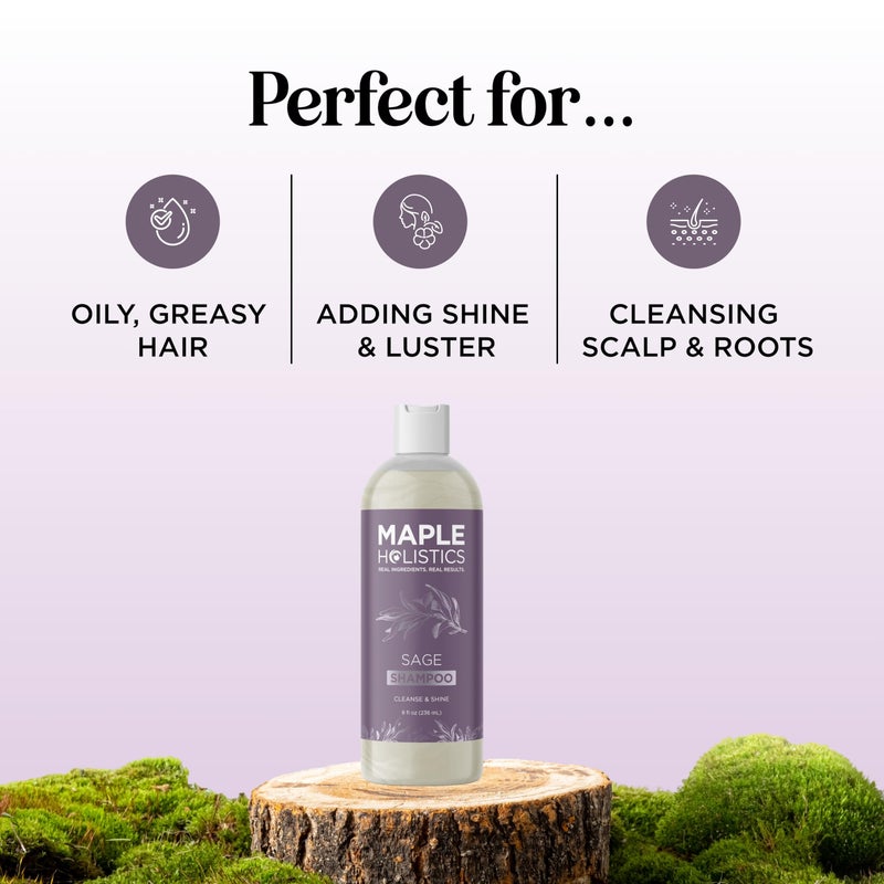 Maple Holistics Sage and Rosemary Shampoo Sulfate Free - Sage Oil Clarifying Shampoo for Build Up and Scalp Moisturizer - Oily Hair Shampoo for Greasy Hair and Dry Scalp Treatment with Essential Oils for Hair - Image 2
