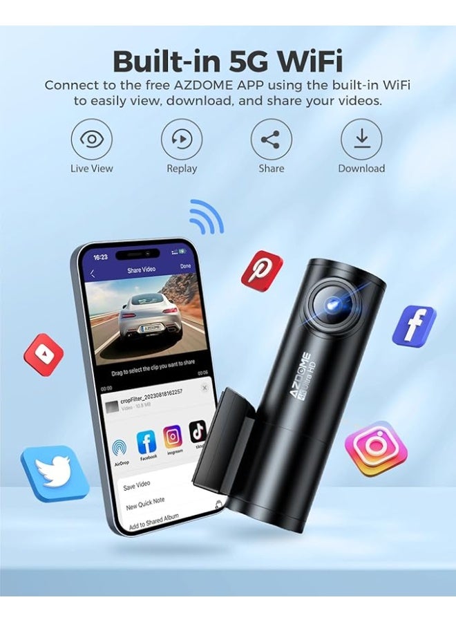 AZDOME 4K Dashcam 64GB Memory card included Car Dashcam Wifi Car Camera Dual Cam Voice control Night Vision 24h Parking Monitor Car Black Box - Image 3