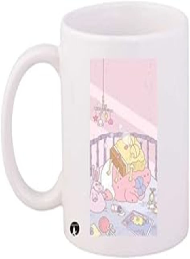 SpongebobB Printed Mug White Pink Yellow Standard Size