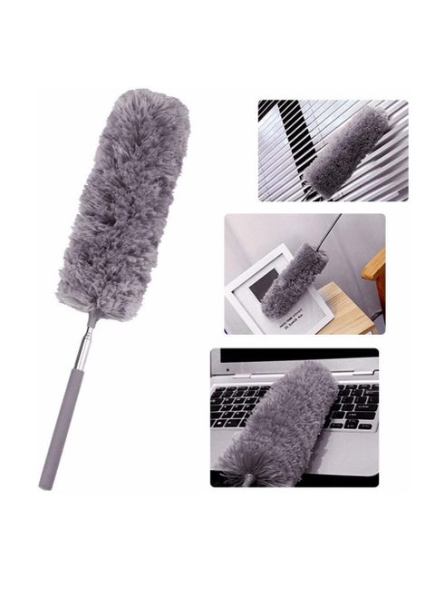 Microfiber Broom with Extra Long Stainless Steel Handle 2.54m Extendable with Bendable Head for Cleaning High Ceiling Fans and Indoor Ceiling