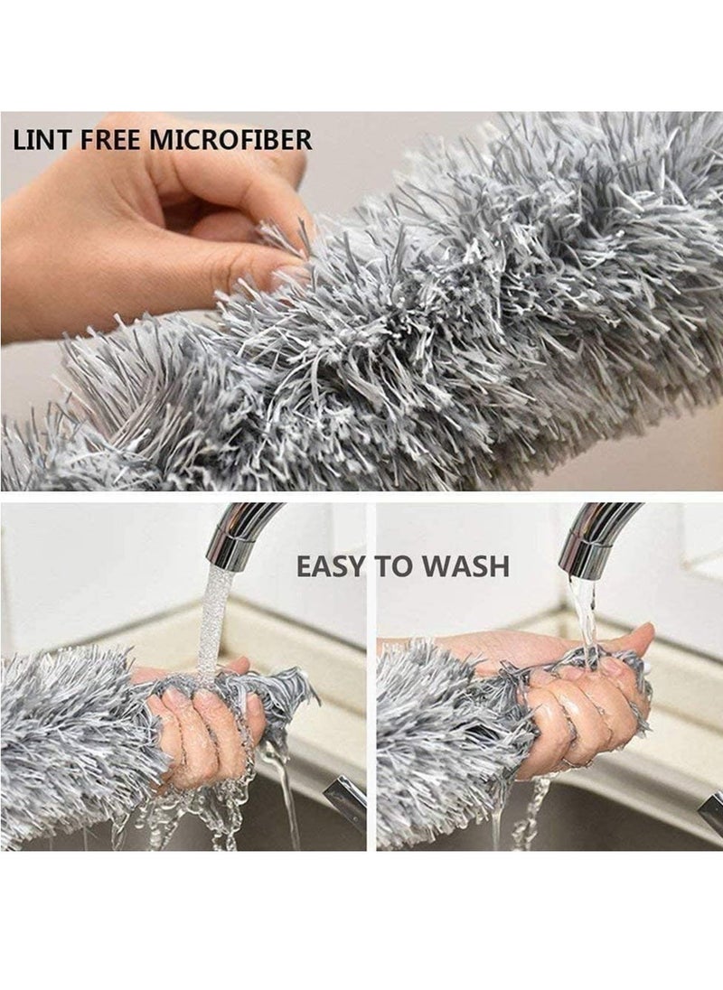 Microfiber Broom with Extra Long Stainless Steel Handle 2.54m Extendable with Bendable Head for Cleaning High Ceiling Fans and Indoor Ceiling