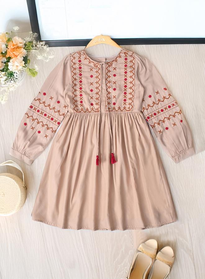 BELLA MODA Embroidered A-Line Dress - Image 1