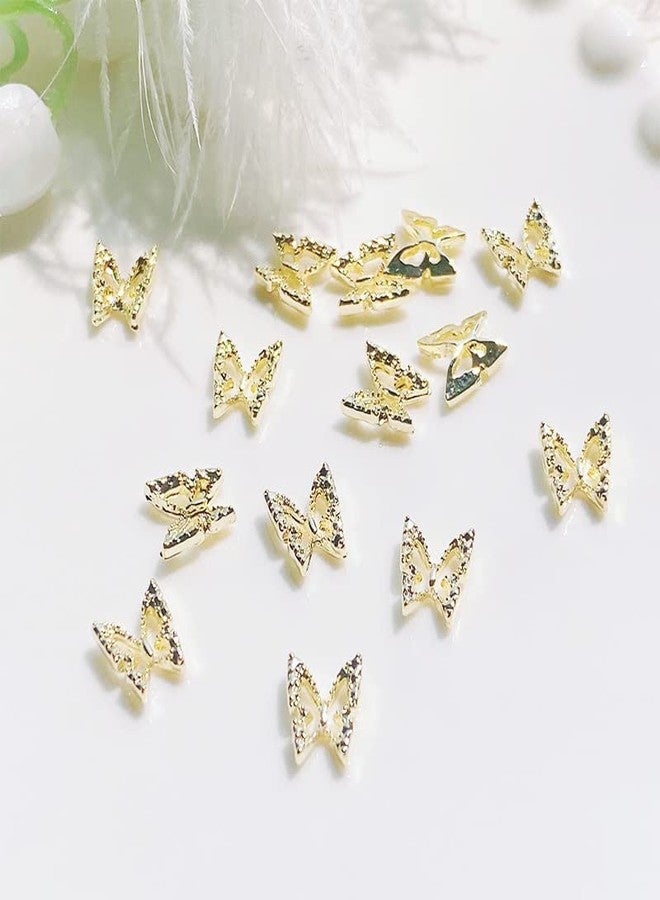 KACHIMOO Gold Butterfly Nail Charms,50 Pieces Nail Charms Nail Butterfly Charms for Acrylic Nails DIY Craft Nail Art Accessories (Gold) - Image 2