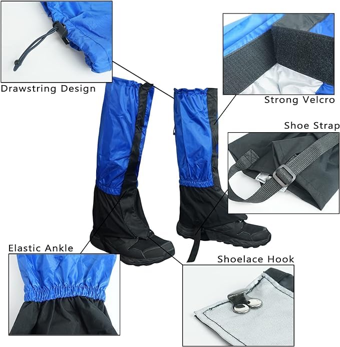 Luwint Waterproof Kids Leg Boot Gaiters - Hiking Hunting Climbing Gear for 6-12 Yrs Old Girls Boys (Blue) - Image 5