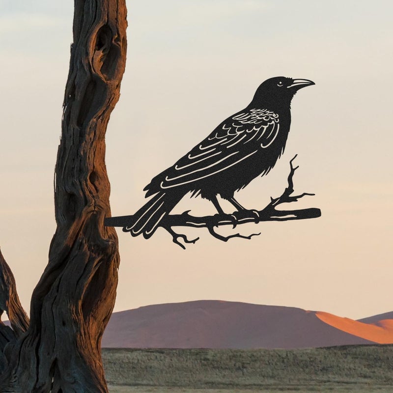 OULYDEKO Raven Decor,Metal Birds Yard Decor,Metal Yard Art Outdoor and Garden,Tree Decorations Outdoor,Yard Animals,Black Crows Halloween Decor - Image 4