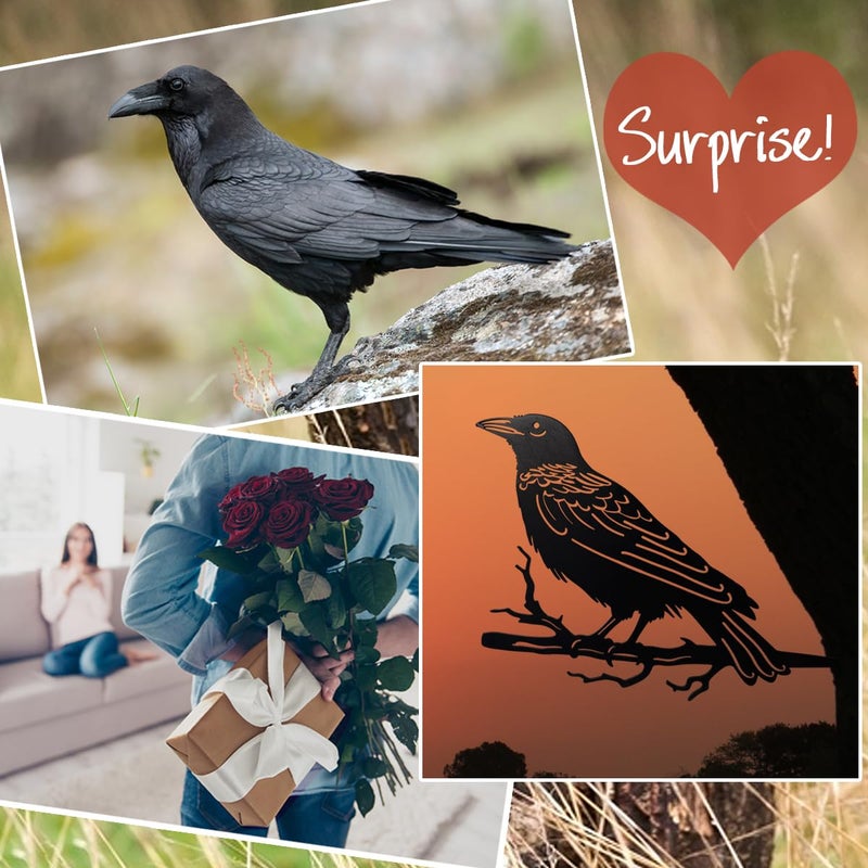OULYDEKO Raven Decor,Metal Birds Yard Decor,Metal Yard Art Outdoor and Garden,Tree Decorations Outdoor,Yard Animals,Black Crows Halloween Decor - Image 2