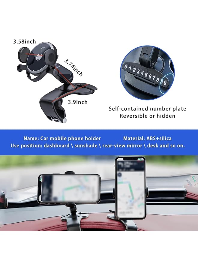 X spring Spring Car Phone Holder Mount, 360 Degree Rotating Dashboard & Windshield Mount With Parking Number Plate, Anti-Slip Grip For Safe Driving, Universal Phone Holder For Most Smartphones - Image 2