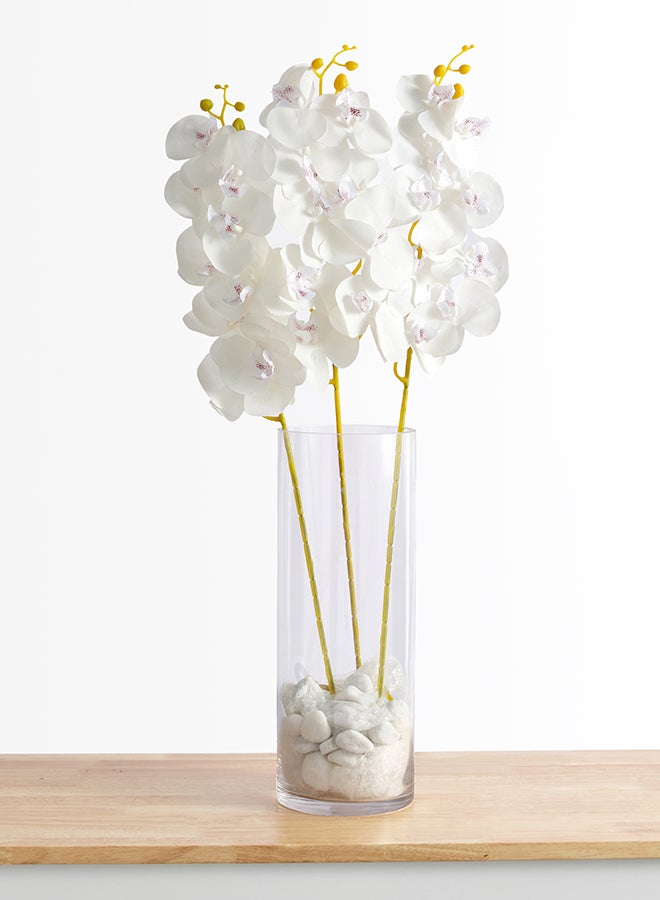Noon East Orchid 3pc Flower Stick with 27 buds – White | 92cm Artificial Flower Stick | Ideal for Wedding, Living Room Decor, Hotel, Party Decoration, and DIY Décor - Image 1