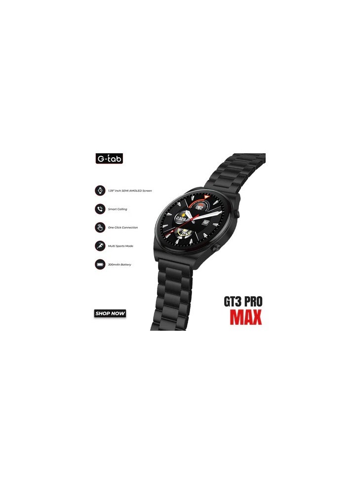 G-Tab - G-Tab GT3 Pro Max smartwatch/1.39 Inches Amoled/IP68 Waterproof/One Click Connection/300 mAh Battery/Health monitoring/Multi sport Mode/ 1 Year Warranty - Image 1