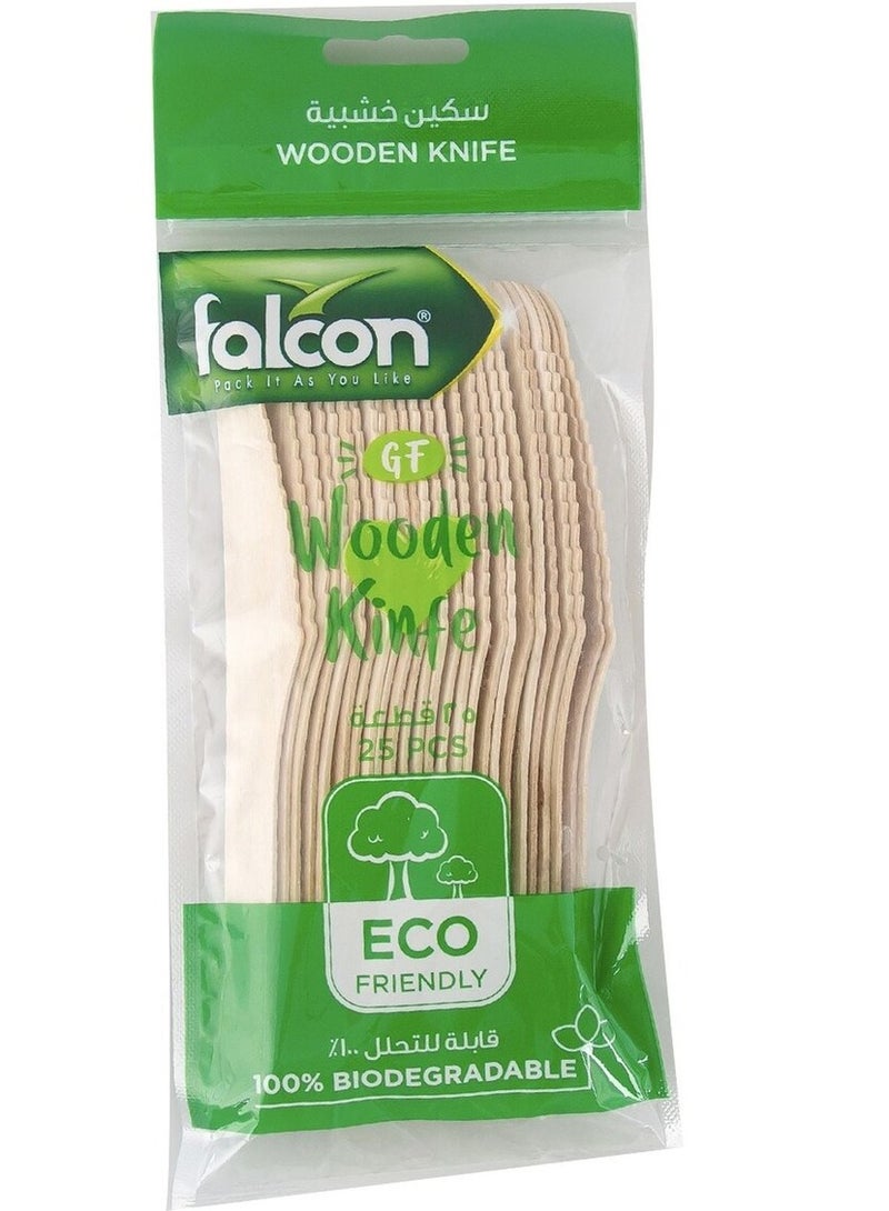 Falconpack Disposable Cutlery Eco-Friendly Wooden Knife, 25 Pieces - Image 1