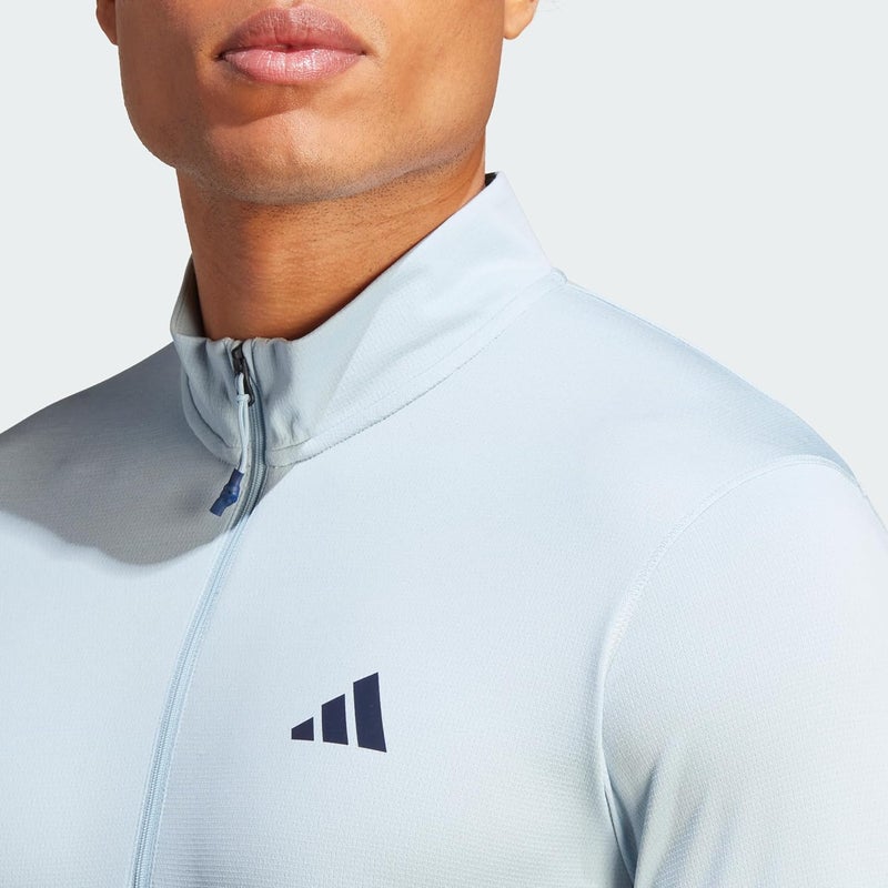 Adidas سويت شيرت أديداس للرجال بتصميم أساسي للتدريب الموسمي بأكمام طويلة بسحاب ربع - أزرق رائع/حبر أسطوري، XL - Image 3