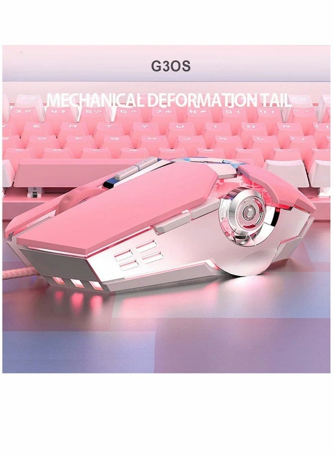 Gaming Mouse Wired Computer Mouse Mechanical Pink Optical USB Mouse 7 Buttons, 4 Levels Adjustable DPI Up to 3200, RGB Backlit, Sound Click PC Mouse Fit for Girls Gamer - Image 2