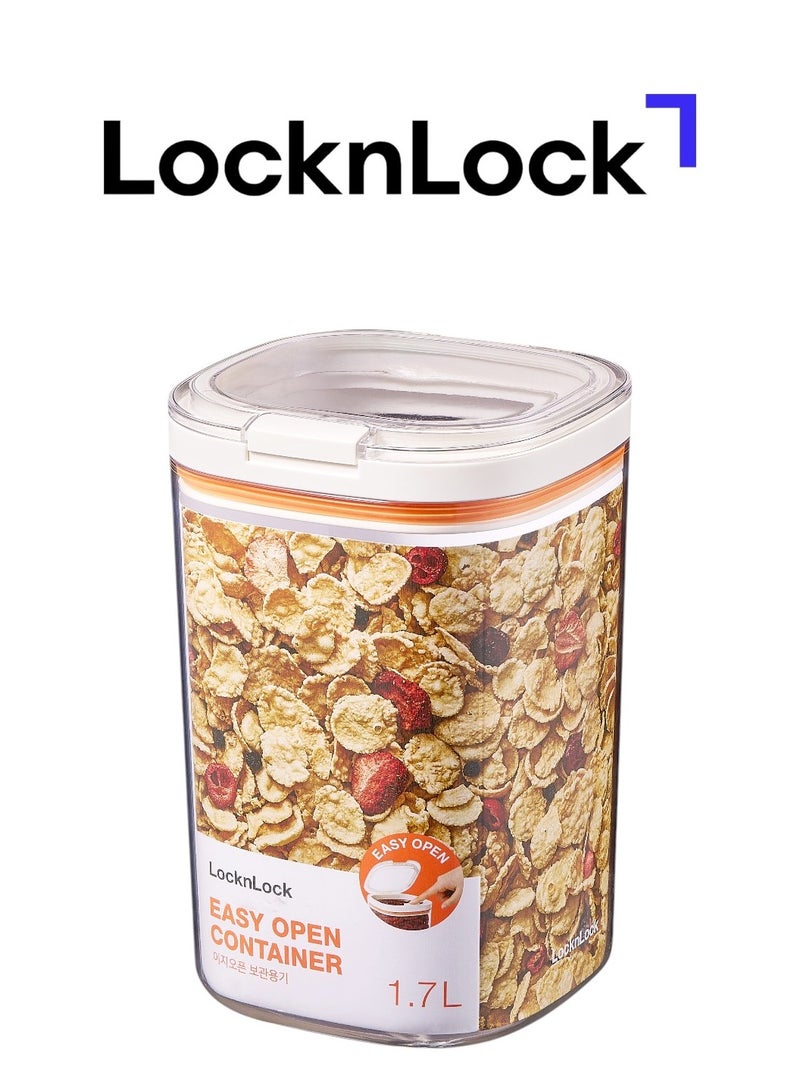 LocknLock Easy Grip Canister Square 1.7 L – One-Touch Lid, Transparent, Easy to Hold, Dishwasher Safe - Image 1