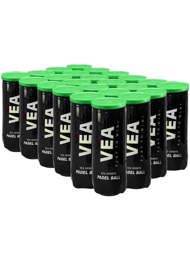 VEA VEA Padel Balls – Premium Pressurized Padel Balls for Match & Training – Long-Lasting Bounce, Durable Felt – Case of 24 Cans - 72 Balls  - Image 1