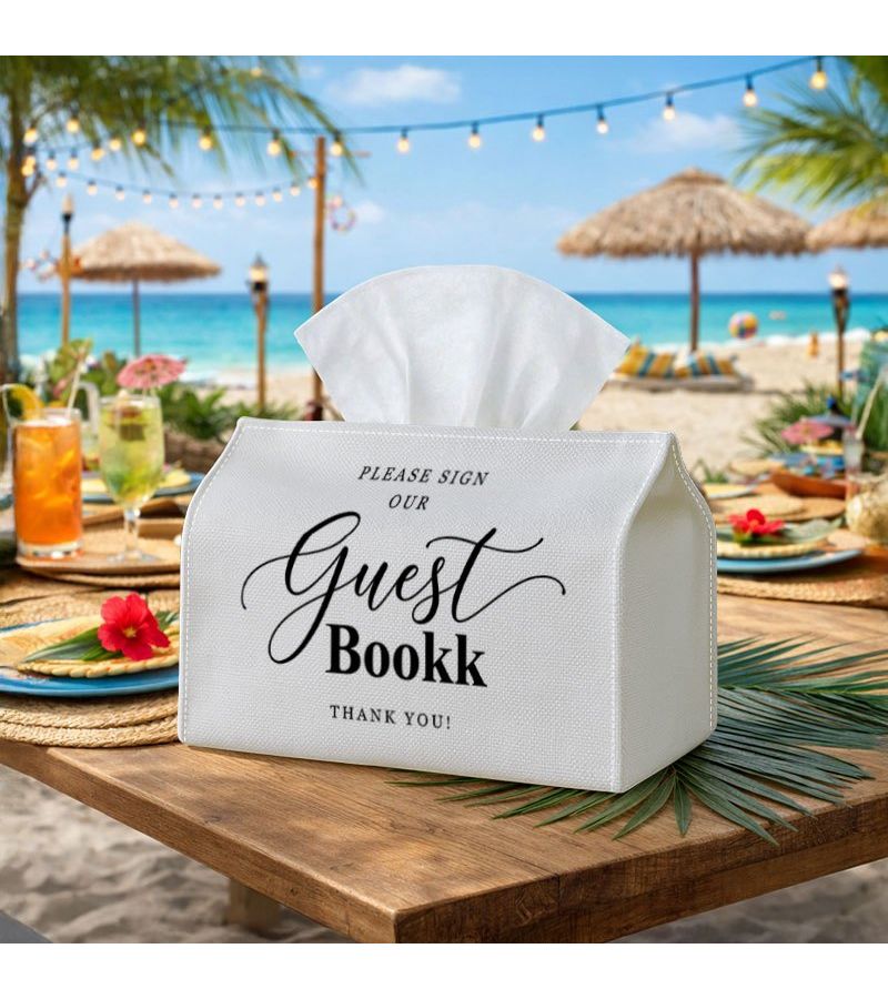 1PC Tissue Box Holder 4.3in for Wedding Guest Book Sign Decorative Fabric Case - Image 2