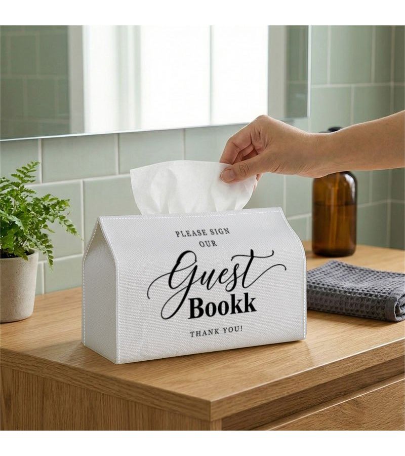 1PC Tissue Box Holder 4.3in for Wedding Guest Book Sign Decorative Fabric Case - Image 5