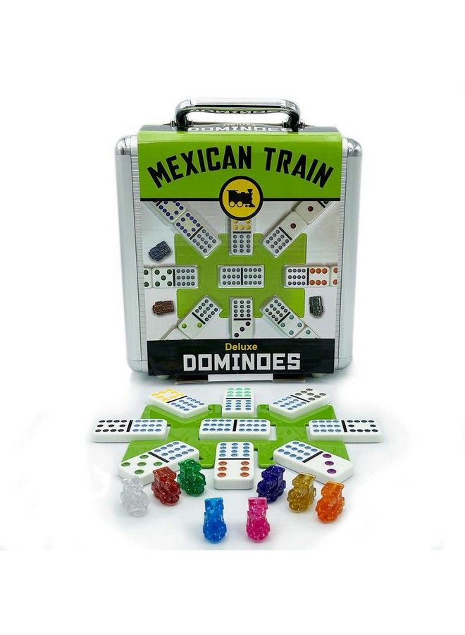 Front Porch Classics ; Mexican Train Domino Set On The Go Aluminum Carrying Case 2 To 8 Players Ages 8 To 99 - Image 2